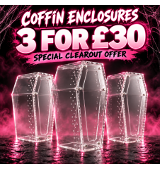 Stylish coffin-shaped jumping spider enclosure made from clear acrylic. Durable, ventilated, and easy to clean—perfect for spide
