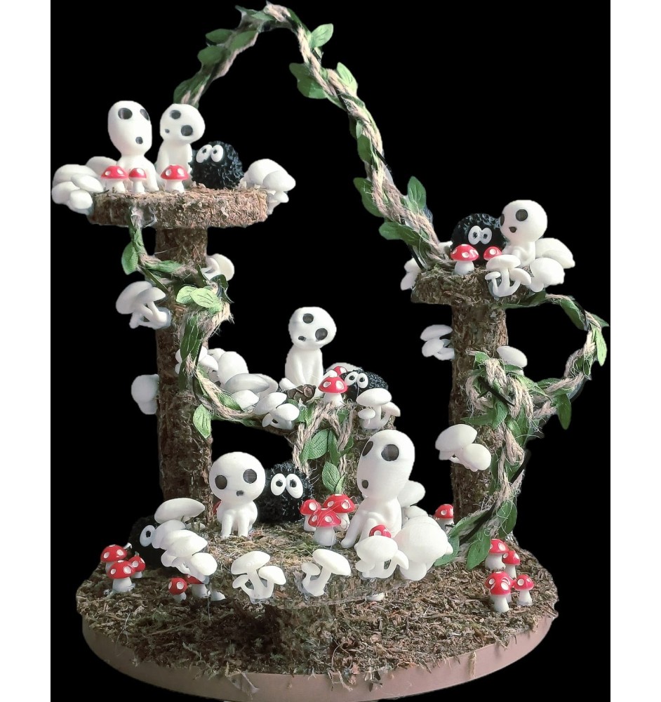 Studio Ghibli Inspired Jumping Spider Playground – Handmade Moss Terrarium Decor