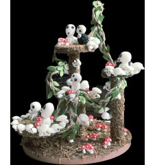 Studio Ghibli Inspired Jumping Spider Playground – Handmade Moss Terrarium Decor
